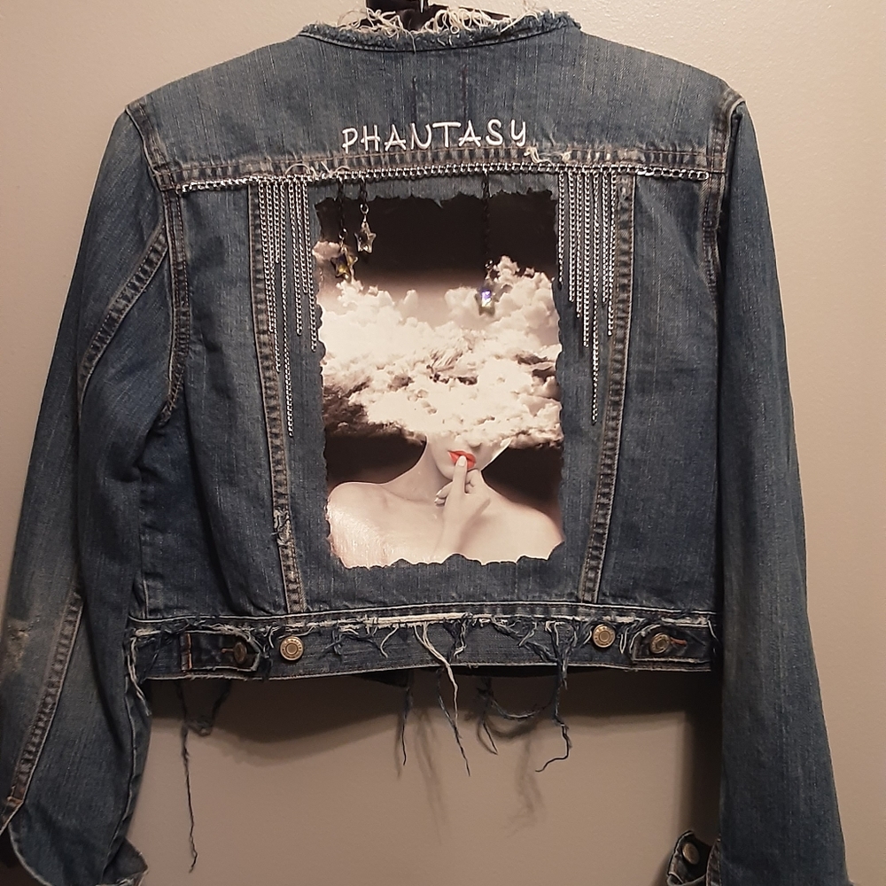 REPURPOSED UPCYCLED CUSTOM JEAN JACKET L